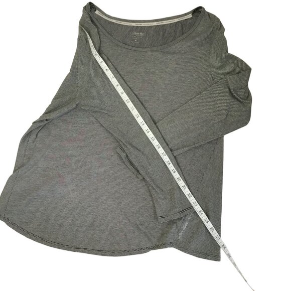 CALVIN KLEIN Women XL Stripe Long Sleeve Performance Top Athleisure Gray Shirt - Picture 5 of 9